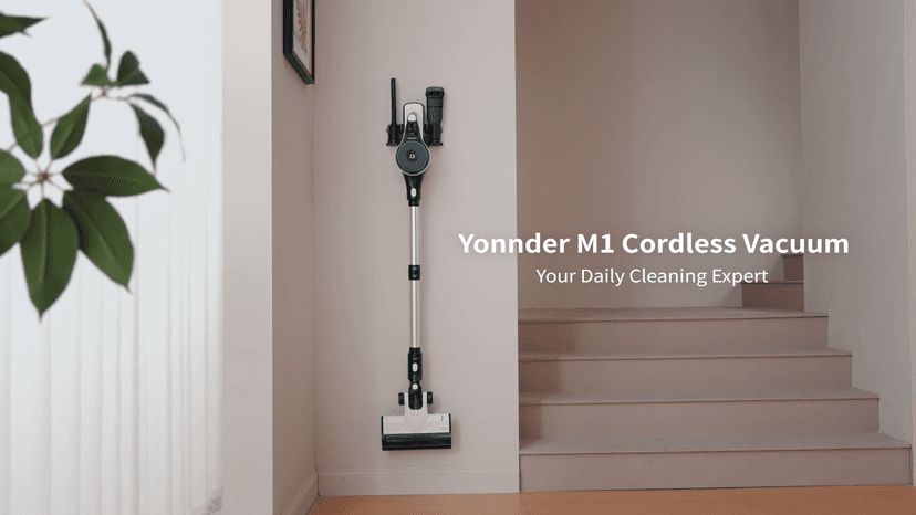 YONNDER Cordless Vacuum Cleaner, 48KPA/550W/60Mins Powerful Stick Vacuum for Home, Anti-Tangle, Self-Standing, Lightweight, Charging Dock, Vacuum Cleaner for Hardwood Floor/Carpet/Pet Hair/Car, M1