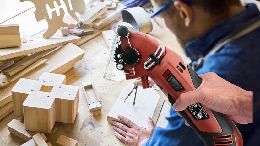 Mini Circular Saw Set, Handheld Circular Saw Corded 3400RMP 400W 110V Max Cutting Depth ½ Inch/12mm w/6 Blades, Multifunction Compact Circular Saw for Wood Drywall Tile Soft Metal PVC Pipe