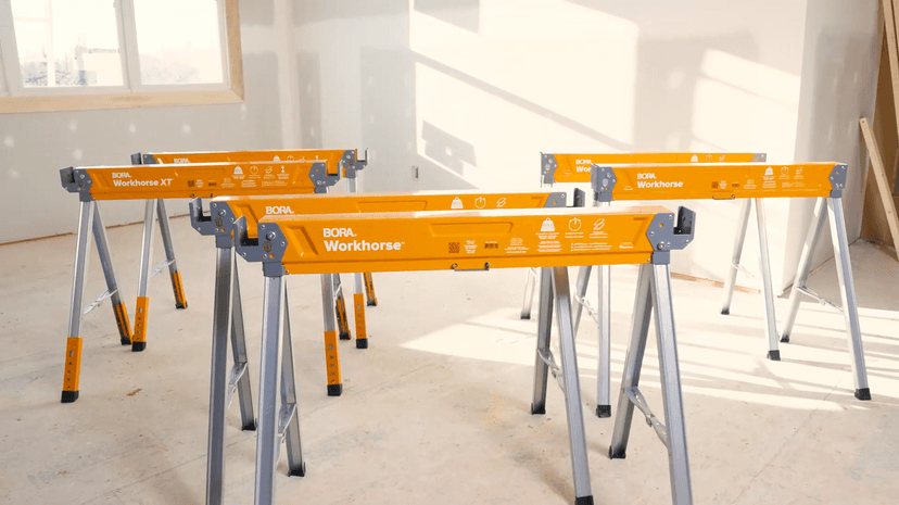 BORA Workhorse Saw Horses 2 Pack Folding Heavy Duty Sawhorse Pair - Heavy Duty Saw Horse for Contractors Portable Workbench - PM-3330T