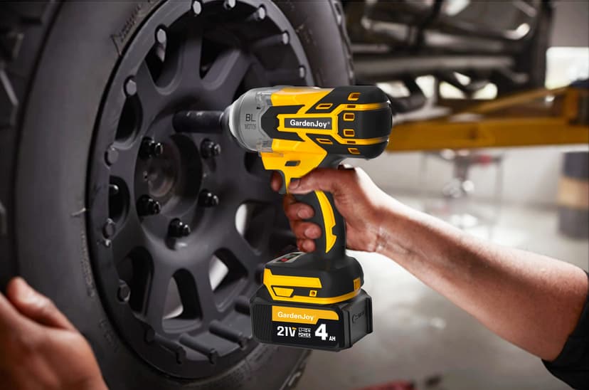 Cordless Impact Wrench 1/2 Inch, 21V Max Brushless, 450 Ft-lbs (600N.m) Max Torque, 3-Speed, w/ 4.0Ah Battery & Quick Charger, 6Pcs Impact Sockets - for Automotive Repair, Tire Changing, Home DIY