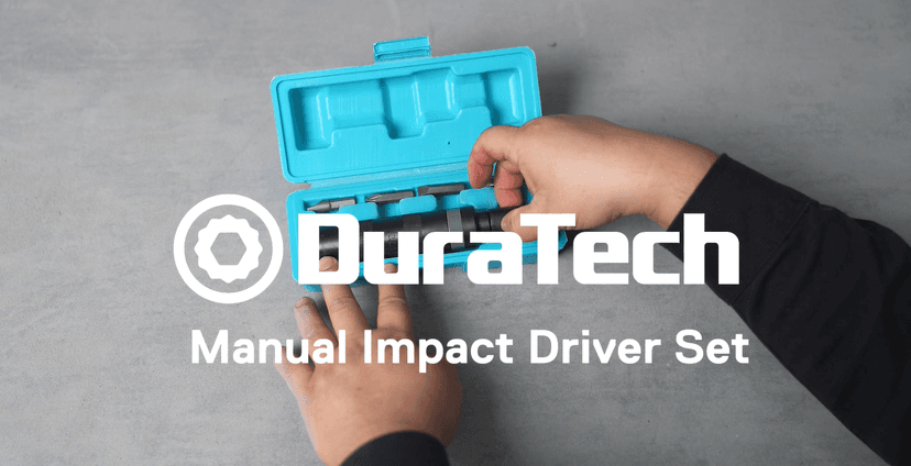 DURATECH 3/8 Inch Drive Manual Impact Driver, Reversible Hand Screwdriver Set, with S2 Steel Bits, 5-Piece, for Tighten/Rusted Fasteners, Organized in Storage Case