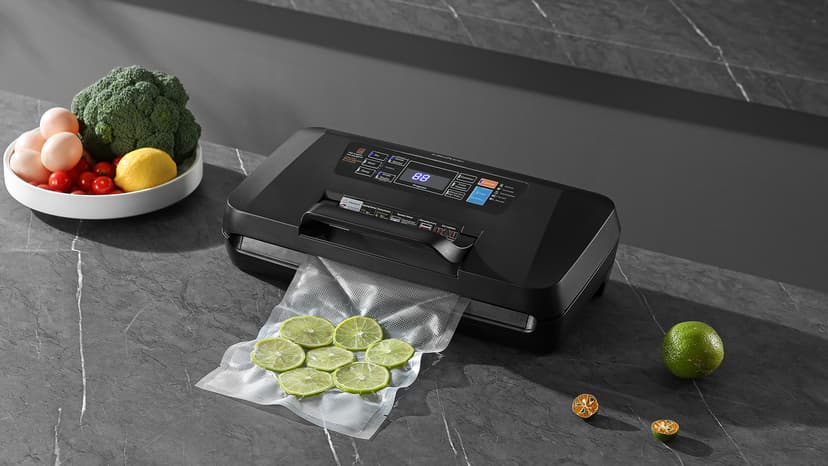 95Kpa Vacuum Sealer Machine for Food, 10-in-1 Presets with Sous Vide Mode, Double Heat Seal, Built-in Cutter & Bag Storage, Dry/Moist/Liquid, Compact Design, Easy-Lock Handle, Commercial Grade