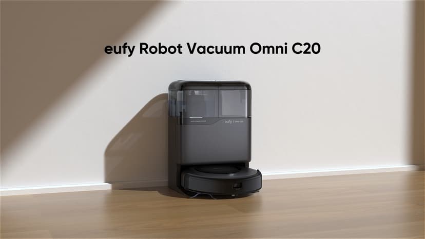 eufy Robot Vacuum Omni C20, Robot Vacuum and Mop Combo, Self Emptying, Auto Mop Washing and Auto Drying for Hands-free Cleaning, 7000 Pa Powerful Suction, 3.35-Inch Ultra-Slim Body, All-in-One Station