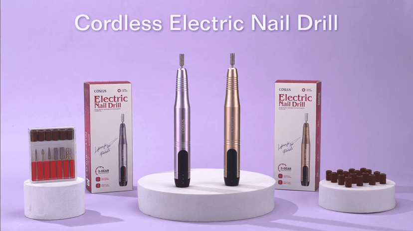 COSLUS Cordless Nail Drill Electric File: Professional for Acrylic Gel Dip Powder Nails Portable Nail Drill Machine Kit for Manicure Pedicure Nail Set with Everything Rechargeable Lightweight
