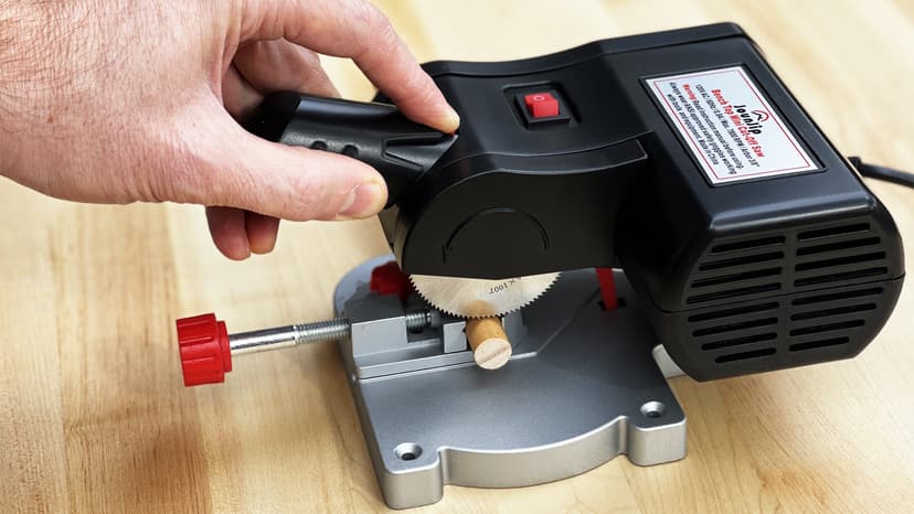 JOUNJIP Mini Miter Cut-Off Chop Saw for Hobby Miniature Model Making, Carbon Arrow Shafts, Zinc Stained Glass Came, 223/5.56 Brass - Cuts Max. 1/2" High x 1/2" Wide or 1/4" H x 3/4" W