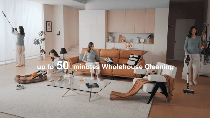 YONNDER Cordless Vacuum Cleaner, 45KPA/550W/50Mins Powerful Stick Vacuum for Home, Anti-Tangle, Self-Standing, Lightweigh, Charging Dock, Vacuum Cleaner for Hardwood Floor/Carpet/Pet Hair/Car, M1