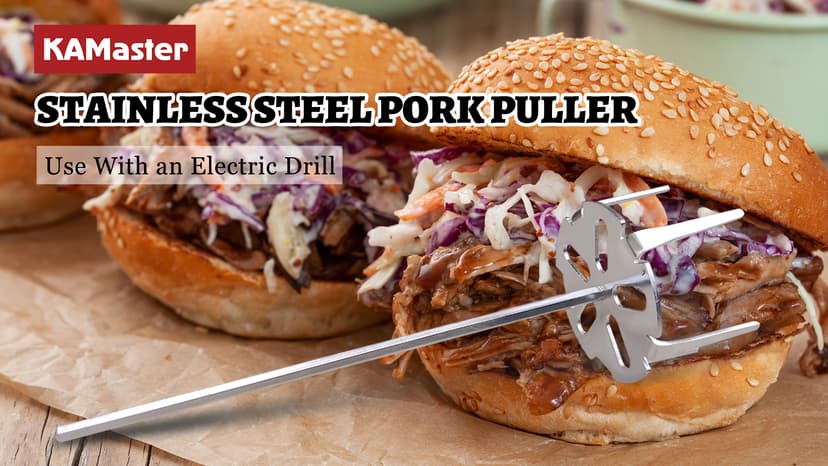 KAMaster Pork Puller Drill Attachment 304 Stainless Steel Meat Shredder Used with Standard Hand Drill for BBQ