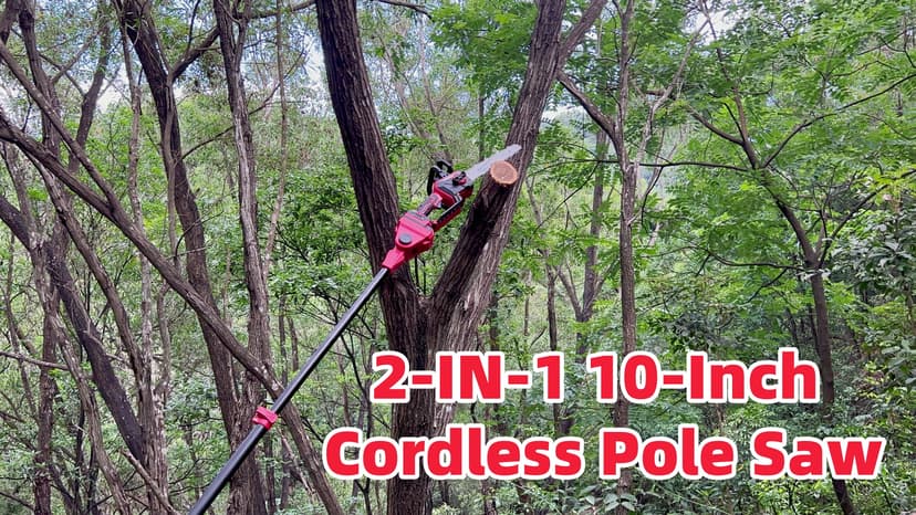 2-IN-1 Cordless 10-Inch Pole Saw And Chainsaw Compatible with Milwaukee M18 18V Battery, Total Reach of Max 15ft, Auto Oiling, Electric Pole Saw for Tree Trimming Pruning (Battery NOT Included)