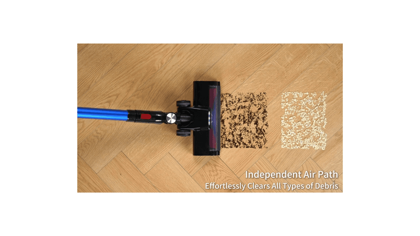 Cordless Stick Vacuum, Red, 45 Min Runtime, LED Headlights, 2-Speed, Telescopic Tube with Main Vacuum Brush, Crevice Tool, dust Brush, Removable-Rechargeable Battery Pack with Charging Cord