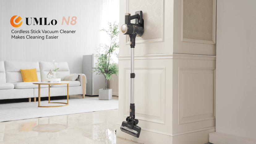 N8 Cordless Vacuum Cleaner, Lightweight Stick Vacuum with Powerful Suction, 2200mAh Battery, 40 Mins Runtime, Self-Standing, Rechargeable Vacuum Cleaners for Home Hardwood Floor Carpet Pet Hair (Gold)