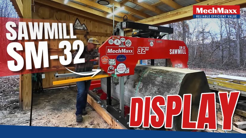 32" inch Portable Sawmill, 420cc 15HP E-Start Gasoline Engine, 29" Board Width, 13' Track Length, Model SM-32