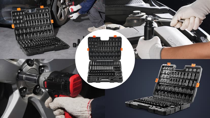 VEVOR Impact Socket Set 1/2" Socket Set 43 Piece Deep & Shallow SAE 3/8" to 1-1/2", 6 Point Cr-Mo Alloy Steel for Auto Repair, Easy-to-Read Size Markings, Rugged Construction, Storage Case