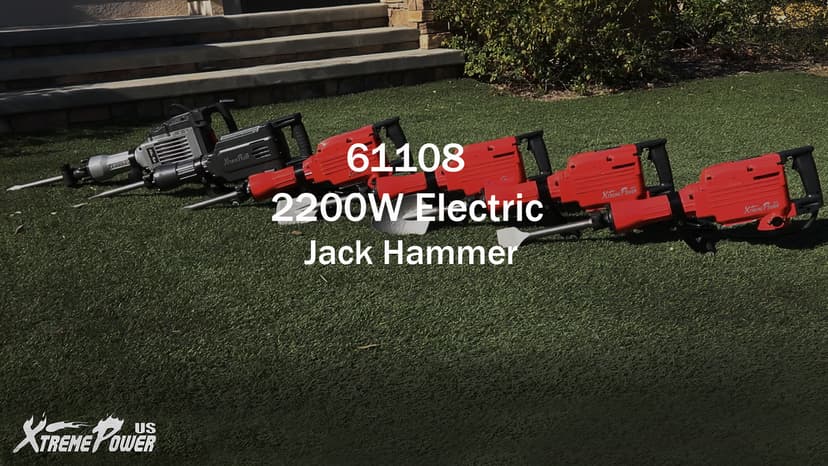 XtremepowerUS 2200W Demolition Electric Jack Hammer Power Drill Concrete Breaker Bar Point & Chisel Bits Chisel Set