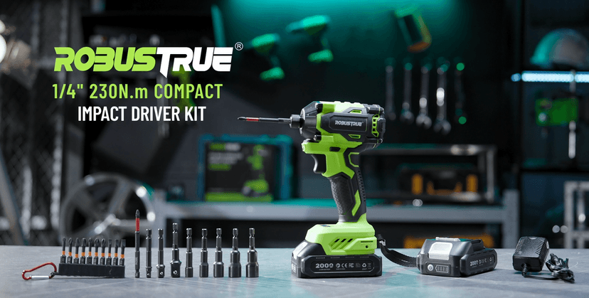 Impact Driver: 21V 1/4" Hex Cordless Impact Driver, 230N.m (2,035in-lbs) Brushless Impact Driver Drill Set, 20Psc Screwdriver Bits, 2.0 Ah Battery, Variable Speed for DIY and Automotive