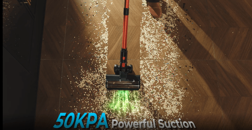 Cordless Vacuum Cleaner, 550W/45KPa/60Min Runtime Stick Vacuum with 3.3Ft Hose, Wall Mount Charging, Auto Mode, Touchscreen, Self-Standing Vacuum Cleaner for Home/Pet Hair/Carpet/Car, Fragrance