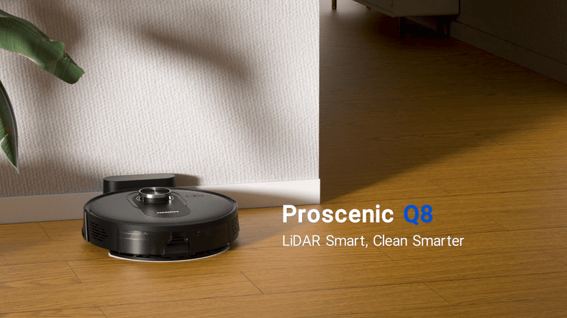 Proscenic Q8 Robot Vacuum Cleaner with Mop, Ultra Strong 6000Pa Robotic Vacuum with Lidar Navigation, 5 Real-Time Mapping, WiFi/Alexa/APP Remote Control Robot Hoover for Floor Carpet Pet Hair