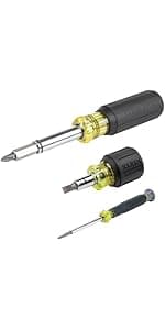 Klein Tools 32581 4-in-1 Electronics Screwdriver Set with 2 Slotted, 2 Phillips Precision Machined Bits, Ideal for Terminal Blocks