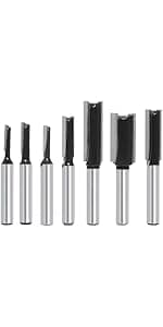 6Pcs Straight Router Bit Set 1/4 Shank, Double Flute Straight Bit Dado Straight Cut Router Bit, Cut Dia 3/4", 5/8", 1/2", 3/8", 5/16", 1/4", Straight Router Bit for Woodworking Groove by SICWOOD