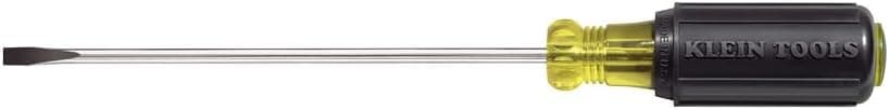 Klein Tools 601-10 Flat Head Screwdriver, Made in USA, 3/16-Inch Cabinet Tip with 10-Inch Round Shank