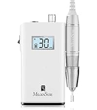 MelodySusie Professional Rechargeable 30000 rpm Nail Drill,SC320H Portable Electric E File Scamander, Acrylic Gel Grinder Tools with 6 Bits and Sanding Bands for Manicure Pedicure Carve Polish (White)