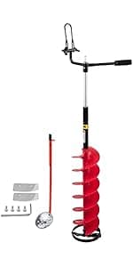 VEVOR 6" Diameter 39" Length Nylon Corless Ice Auger Drill Bit for Ice Fishing with Extra 11.8" Extension Rod, Drill Adapter, Top Plate and Blade Guard