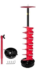 VEVOR 6" Diameter 39" Length Nylon Corless Ice Auger Drill Bit for Ice Fishing with Extra 11.8" Extension Rod, Drill Adapter, Top Plate and Blade Guard