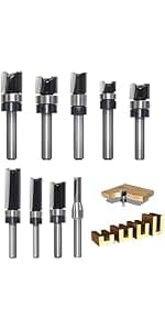 6Pcs Straight Router Bit Set 1/4 Shank, Double Flute Straight Bit Dado Straight Cut Router Bit, Cut Dia 3/4", 5/8", 1/2", 3/8", 5/16", 1/4", Straight Router Bit for Woodworking Groove by SICWOOD