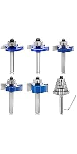 6Pcs Straight Router Bit Set 1/4 Shank, Double Flute Straight Bit Dado Straight Cut Router Bit, Cut Dia 3/4", 5/8", 1/2", 3/8", 5/16", 1/4", Straight Router Bit for Woodworking Groove by SICWOOD