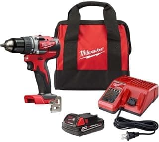 Milwaukee M18 18V Lithium-Ion 1/2 Inch Cordless Drill Driver Compact Kit 2606-21CT