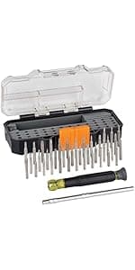 Klein Tools 32581 4-in-1 Electronics Screwdriver Set with 2 Slotted, 2 Phillips Precision Machined Bits, Ideal for Terminal Blocks