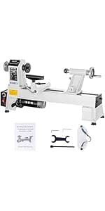 CXRCY 12" x 18" Wood Lathe, Powerful Benchtop Wood Lathe Machine 3/4 HP Infinitely Variable Speed 650-3800 RPM with Lathe Belt & Goggle for Woodworking, Woodturning (Model:WL460-12VF)