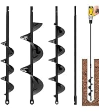 K-Brands Auger Drill Bit for Planting – 1.6 x 9 Inch & 3 x 9 Inch Set - Garden Spiral Hole Drill and Bulb Planter Tool - Bedding Plants, Umbrella Holes - 3/8 Inch Hex Drive Drill