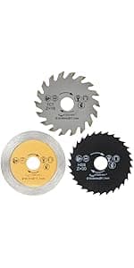 Mini Circular Saw Set, Handheld Circular Saw Corded 3400RMP 400W 110V Max Cutting Depth ½ Inch/12mm w/6 Blades, Multifunction Compact Circular Saw for Wood Drywall Tile Soft Metal PVC Pipe