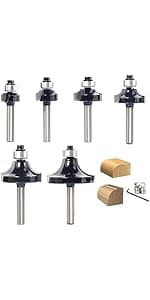 6Pcs Straight Router Bit Set 1/4 Shank, Double Flute Straight Bit Dado Straight Cut Router Bit, Cut Dia 3/4", 5/8", 1/2", 3/8", 5/16", 1/4", Straight Router Bit for Woodworking Groove by SICWOOD