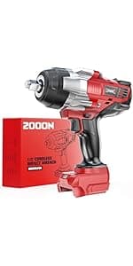 Cordless Impact Wrench 1/2" Compatible with Milwaukee 18V Battery, 1000Ft-lbs(1360N.m) High Torque Impact Driver, Electric Impact Gun with 4-Mode Speed, LED Work Light for Car(Bare Tool)