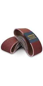 POWERTEC 3 x 21 Inch Sanding Belts, 10PK, 80 Grits Aluminum Oxide Sandpaper, 3x21 Sanding Belt for Portable Belt Sander, Woodworking, Paint Sanding, Metalworking, Rust Removal, Polishing (110430)