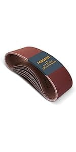 POWERTEC 3 x 21 Inch Sanding Belts, 10PK, 80 Grits Aluminum Oxide Sandpaper, 3x21 Sanding Belt for Portable Belt Sander, Woodworking, Paint Sanding, Metalworking, Rust Removal, Polishing (110430)