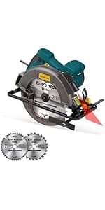 Enventor Mini Circular Saw, 4.8A Electric Circular Saws Corded with Laser Guide, 4000RPM, 3 Saw Blades 3-3/8" Max Cutting Depth 1-1/16", Compact, Power for Wood, Soft Metal, Tile, Plastic