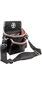 Klein Tools 5183 Tool Bag, Tradesman Pro Drill Pouch, 1680d Material, Drill Holster with Pockets for Tools and Bits