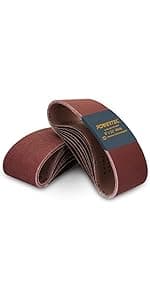 POWERTEC 3 x 21 Inch Sanding Belts, 10PK, 80 Grits Aluminum Oxide Sandpaper, 3x21 Sanding Belt for Portable Belt Sander, Woodworking, Paint Sanding, Metalworking, Rust Removal, Polishing (110430)