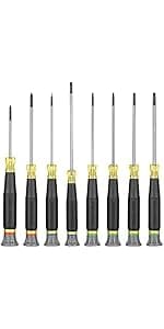Klein Tools 32581 4-in-1 Electronics Screwdriver Set with 2 Slotted, 2 Phillips Precision Machined Bits, Ideal for Terminal Blocks
