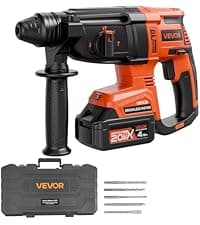 VEVOR 5/8" SDS-Plus Rotary Hammer Drill,20V Brushless Cordless Hammer Drills,4.0Ah Lithium-Ion Battery Powered,3.0A Fast Charger,Electric Demolition Hammers Variable Speed,Power Tool For Concret