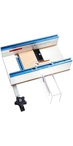 POWERTEC Precision Table Saw Miter Gauge System w/ 27 Angle Stops and 3/4" x 3/8" T-Slotted Miter Bar w/Removable T-Slot Plate, Includes 24" x 3" Multi T–Track Fence w/Scale, T-track Flip Stop, 71391V