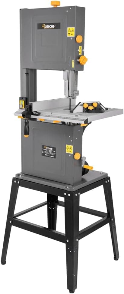 Hoteche 12-Inch Band Saw 7-Amp Two-Speed Benchtop with Stand for Woodworking and Metal Cutting, 1HP