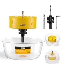 KATA Hole Saw Set 20PCS Hole Saw Kit with 3/4"-6"(19-152mm) 13PCS Saw Blades, 2 Mandrels, 3 Drill Bits, 1 Installation Plate, 1 Hex Key, Ideal for Soft Wood, Plywood, Drywall, PVC