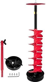 VEVOR 6" Diameter 39" Length Nylon Corless Ice Auger Drill Bit for Ice Fishing with Extra 11.8" Extension Rod, Drill Adapter, Top Plate and Blade Guard