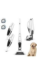 Intercleaner Corded Vacuum Cleaner, 17KPa Powerful Suction with 600W Motor, 10 in 1 Lightweight Bagless Stick Vac with Handheld, Ultra Quiet, for Hardwood Floor Marble Tile Car Pet Hair