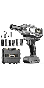 Cordless Impact Wrench 1/2 inch Compatible with DeWalt 20v Battery, 1000Ft-lbs(1360N.m) High Torque Impact Driver with 4-Modes, LED Light, Electric Impact Gun for Car/Truck/Mower(Bare Tool)