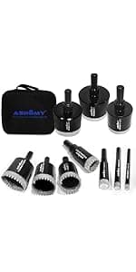 ASNOMY 12PCS TCT Hole Saw Kit for Hard Metal, 5/8"-2-1/8" Inch Tungsten Carbide Tipped Hole Cutter Set with Titanium-Plated Pilot Drill bit for Metal, Stainless Steel, Iron, Wood, Plastic