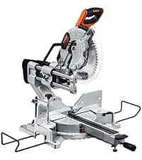 VEVOR Sliding Compound Miter Saw, 10-Inch Blade, 15 Amp Motor, 60-Tooth, Corded Double Bevel Sliding Miter Saw, LED Precision Alignment, Angle Adjustable, for Wood, Composite Decking, Laminates